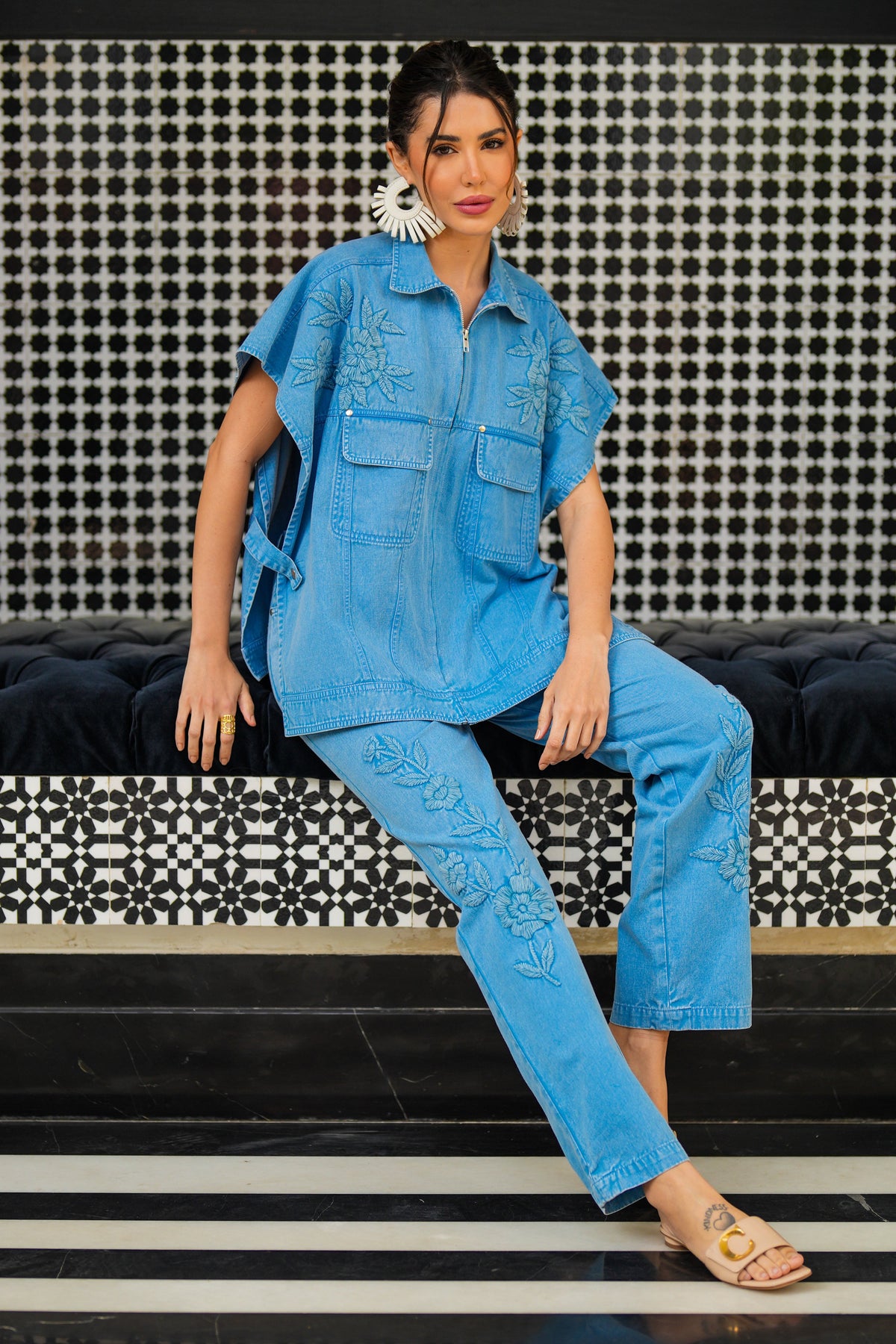 mirela denim top in blue — image 3