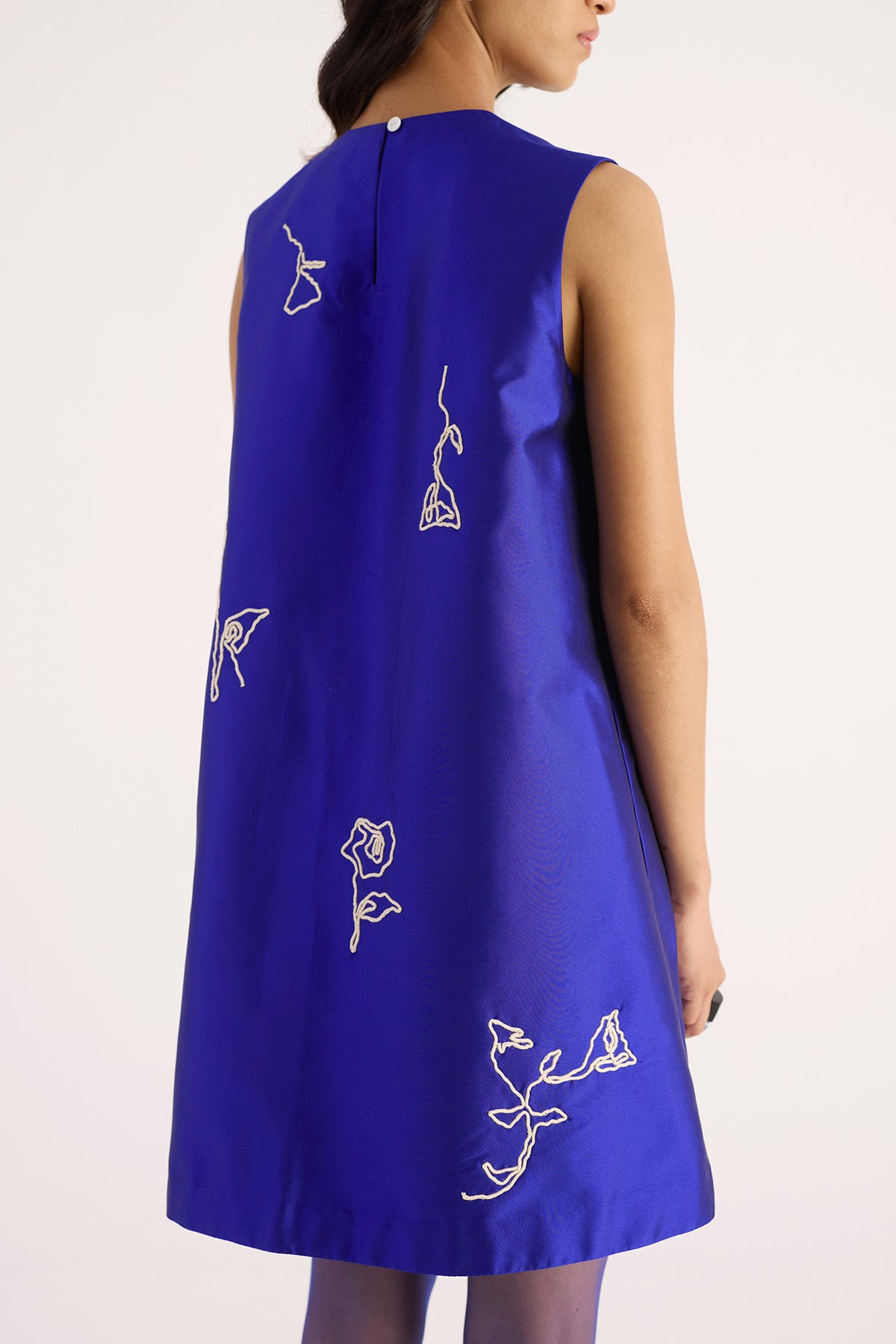 hand embroidered taffeta a-line short dress — image 4