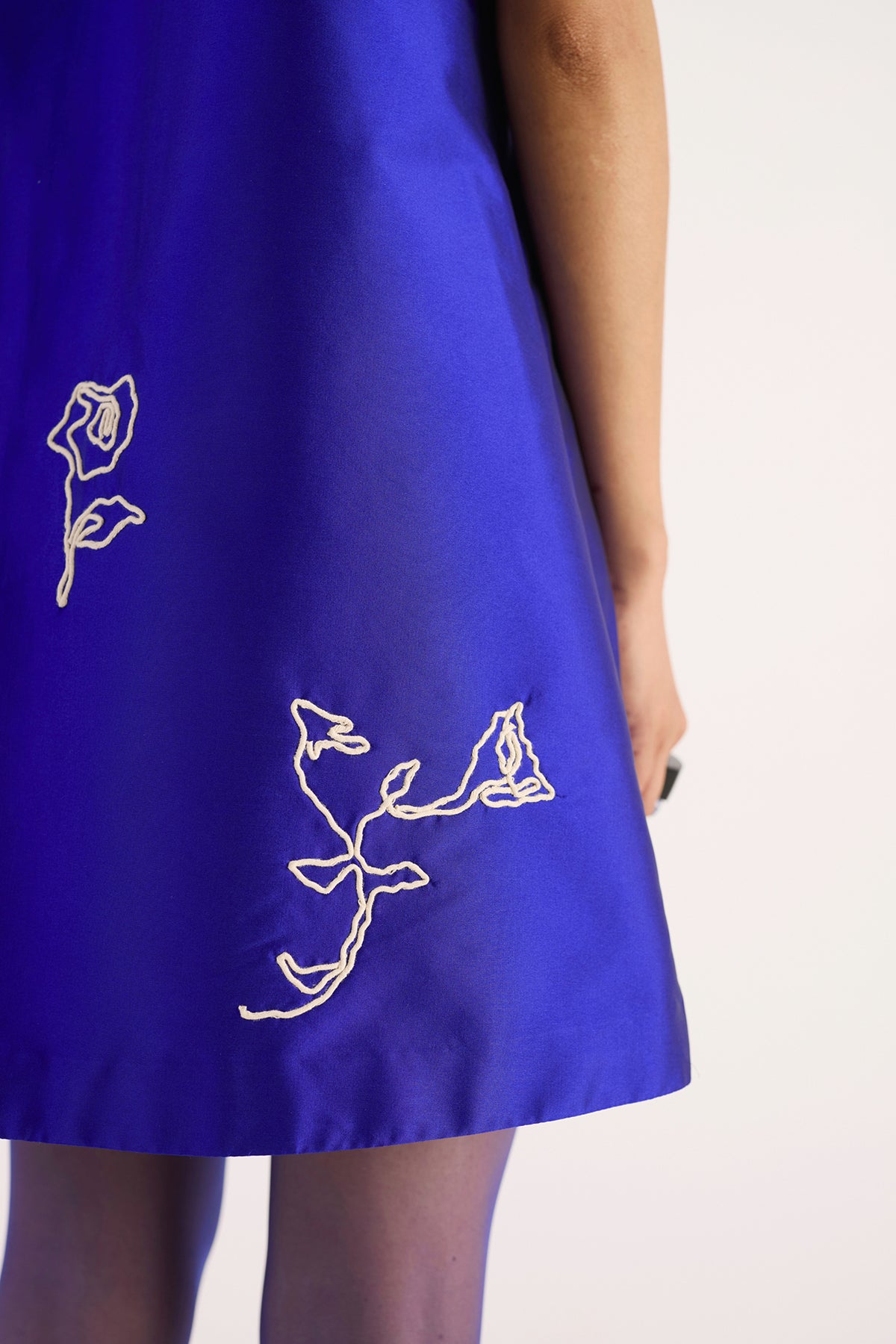 hand embroidered taffeta a-line short dress — image 5