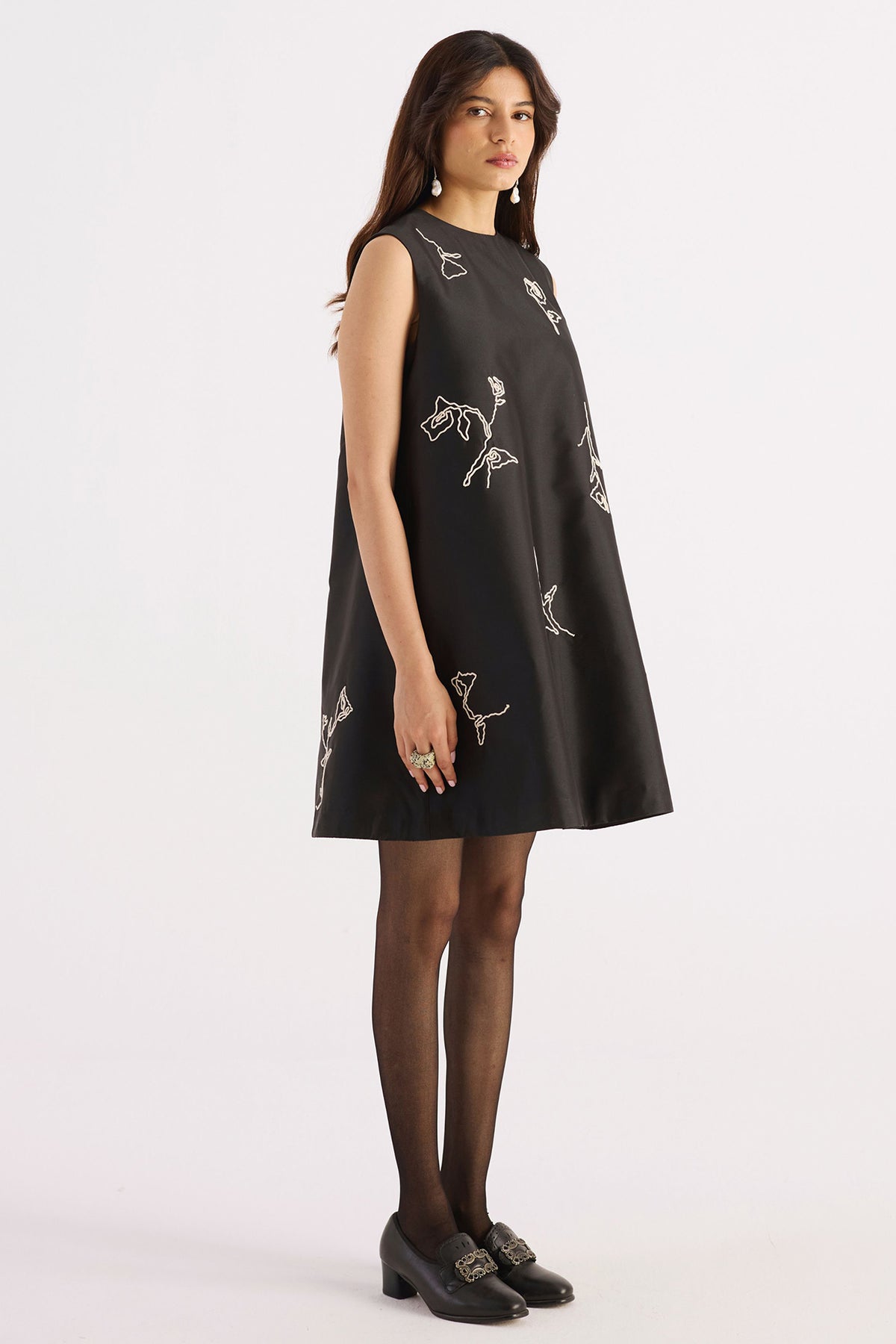 hand embroidered taffeta a-line short dress — image 8
