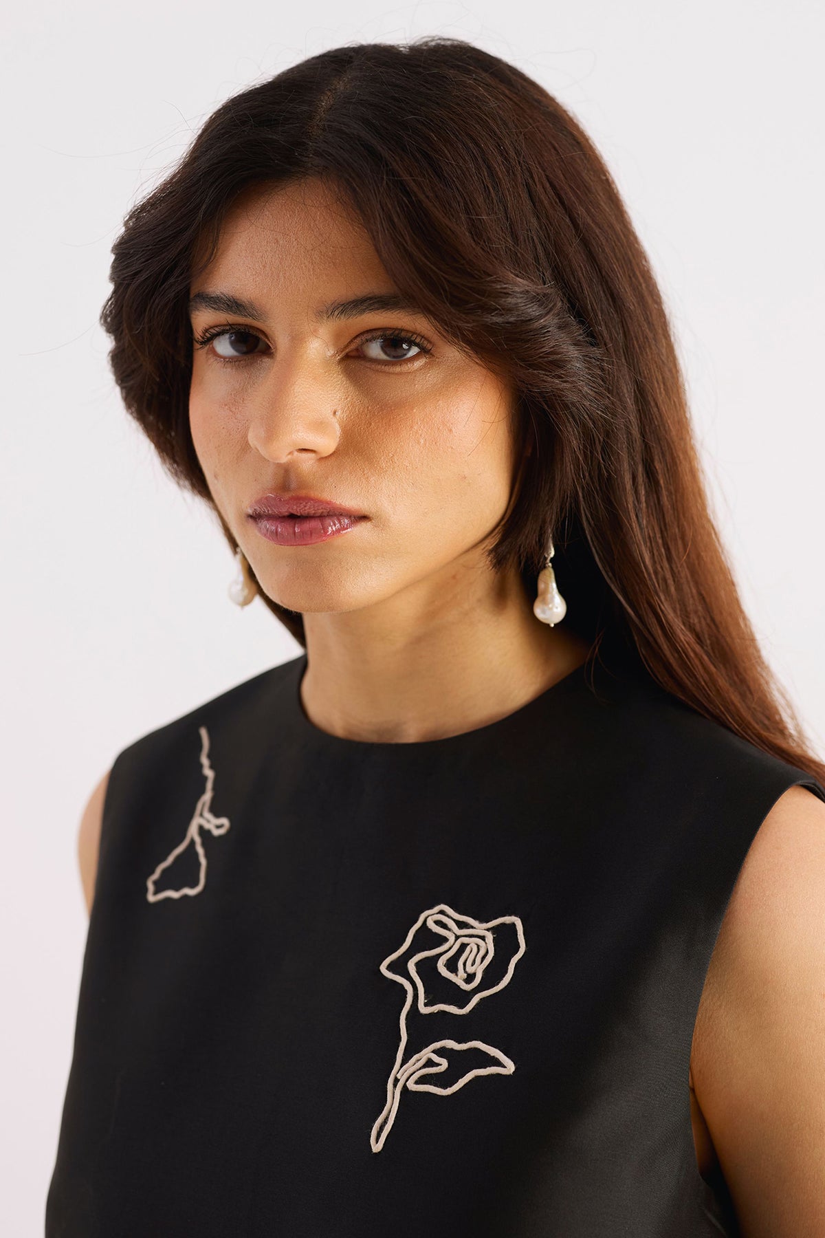 hand embroidered taffeta a-line short dress — image 9