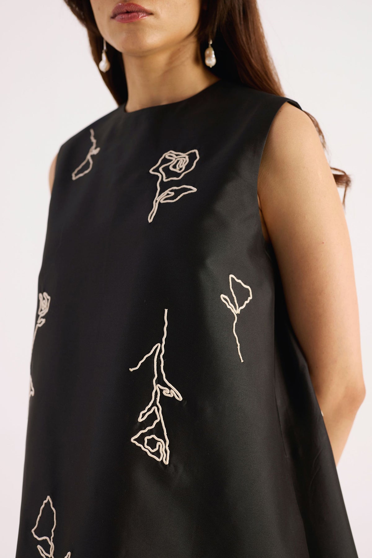 hand embroidered taffeta a-line short dress — image 10
