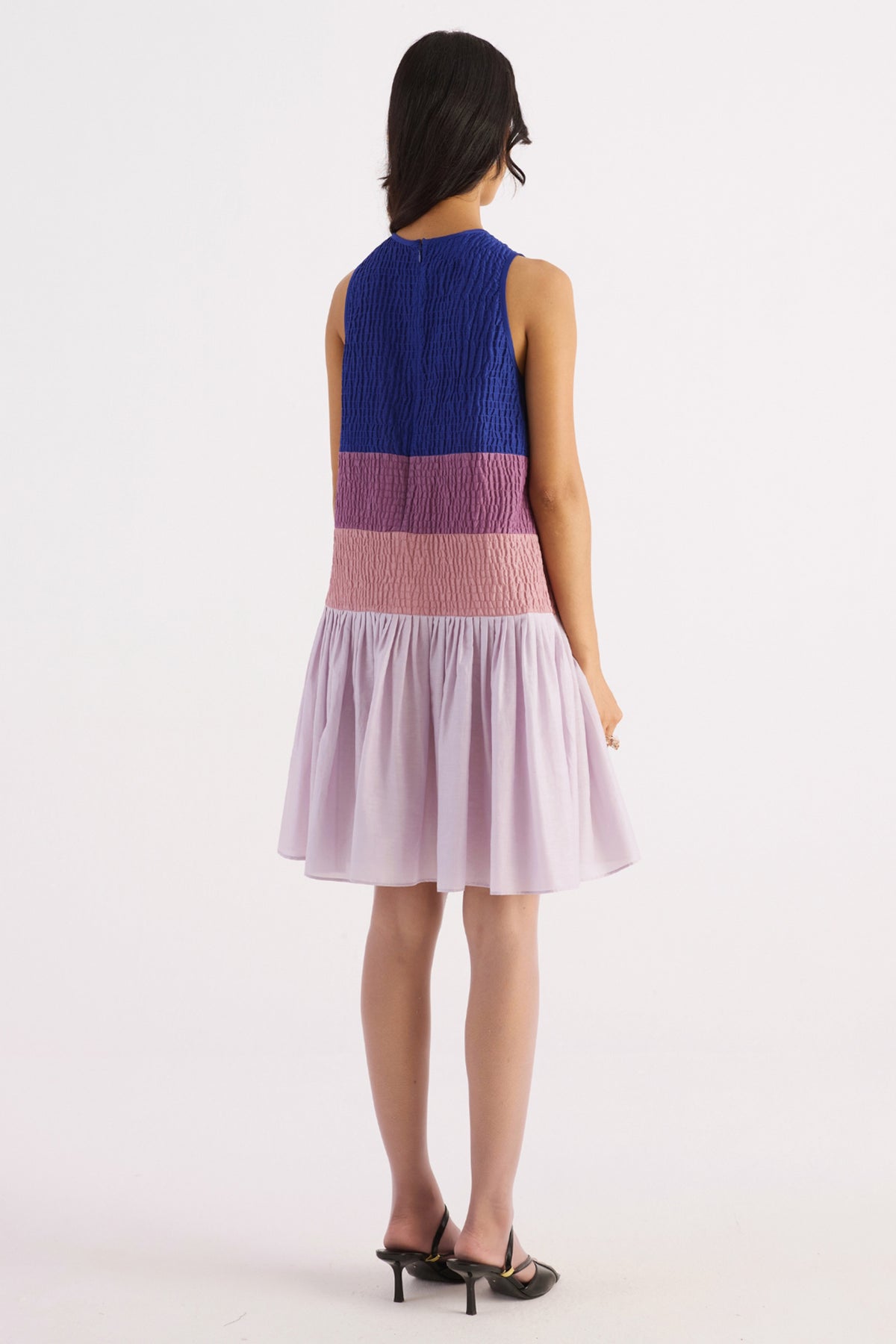 royal blue & pink colour block a-line dress — image 2
