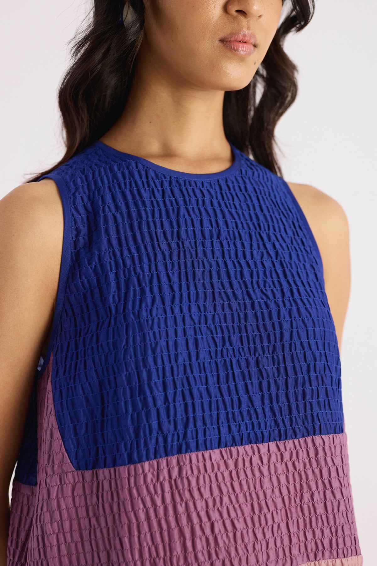 royal blue & pink colour block a-line dress — image 5