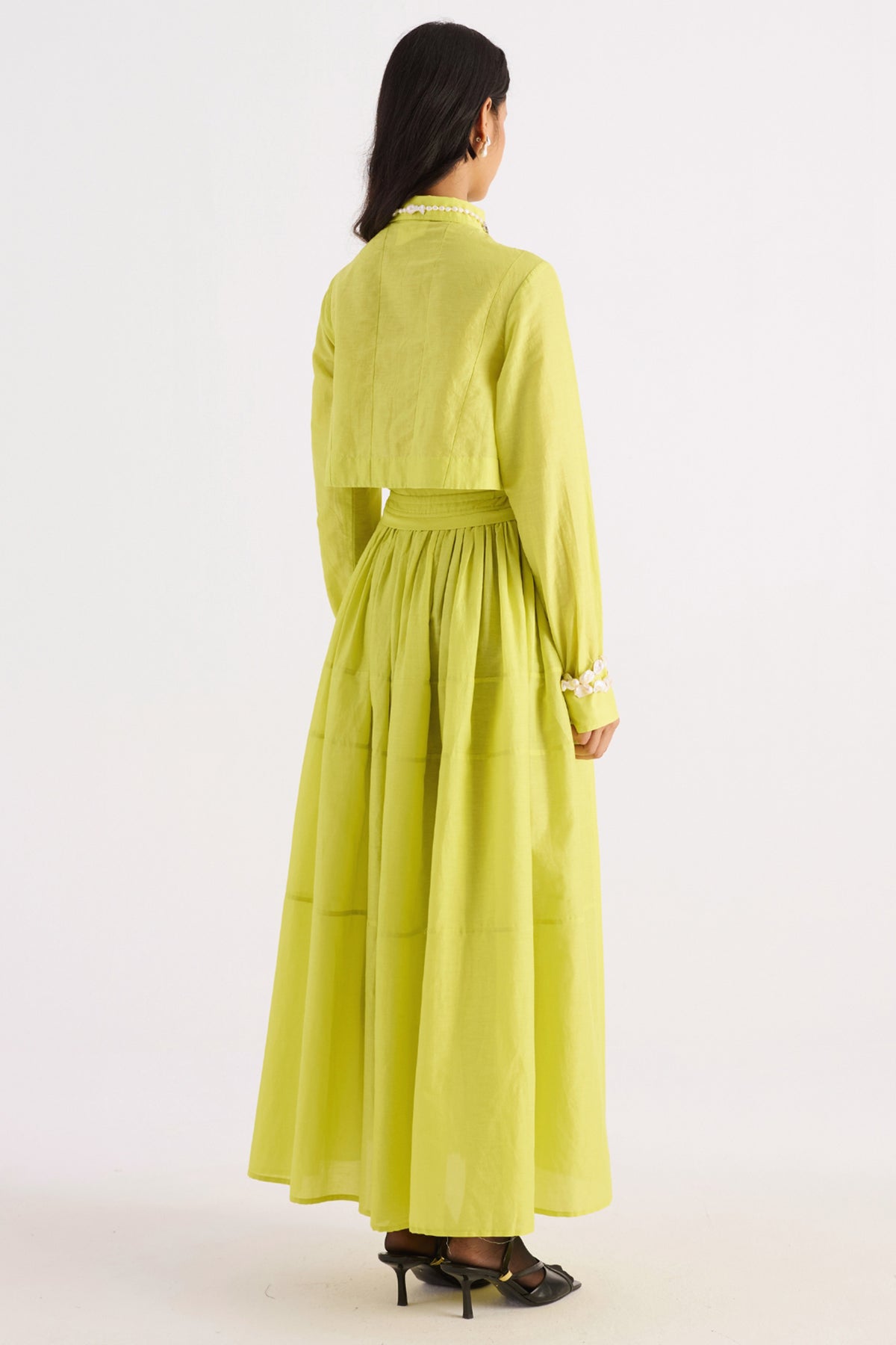 lime green open back shirt dress — image 2