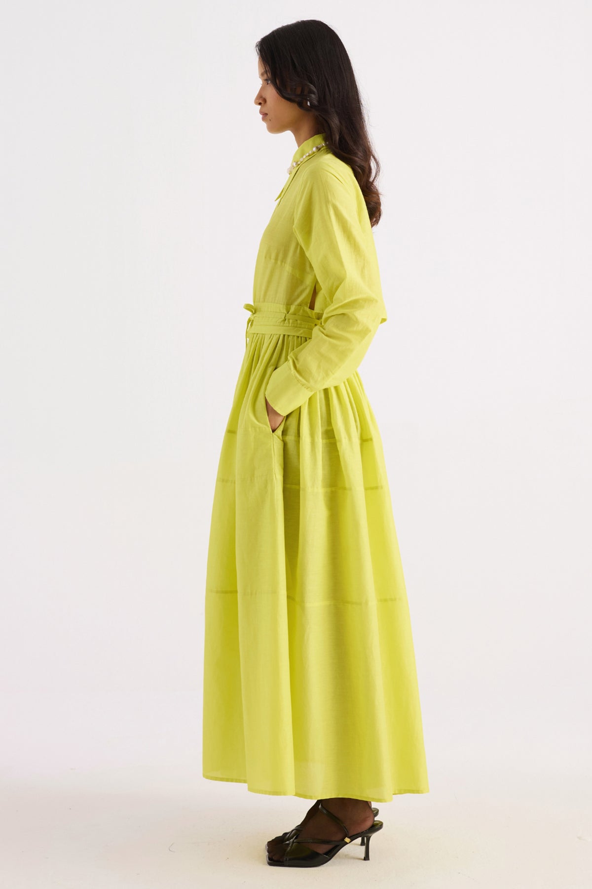 lime green open back shirt dress — image 3