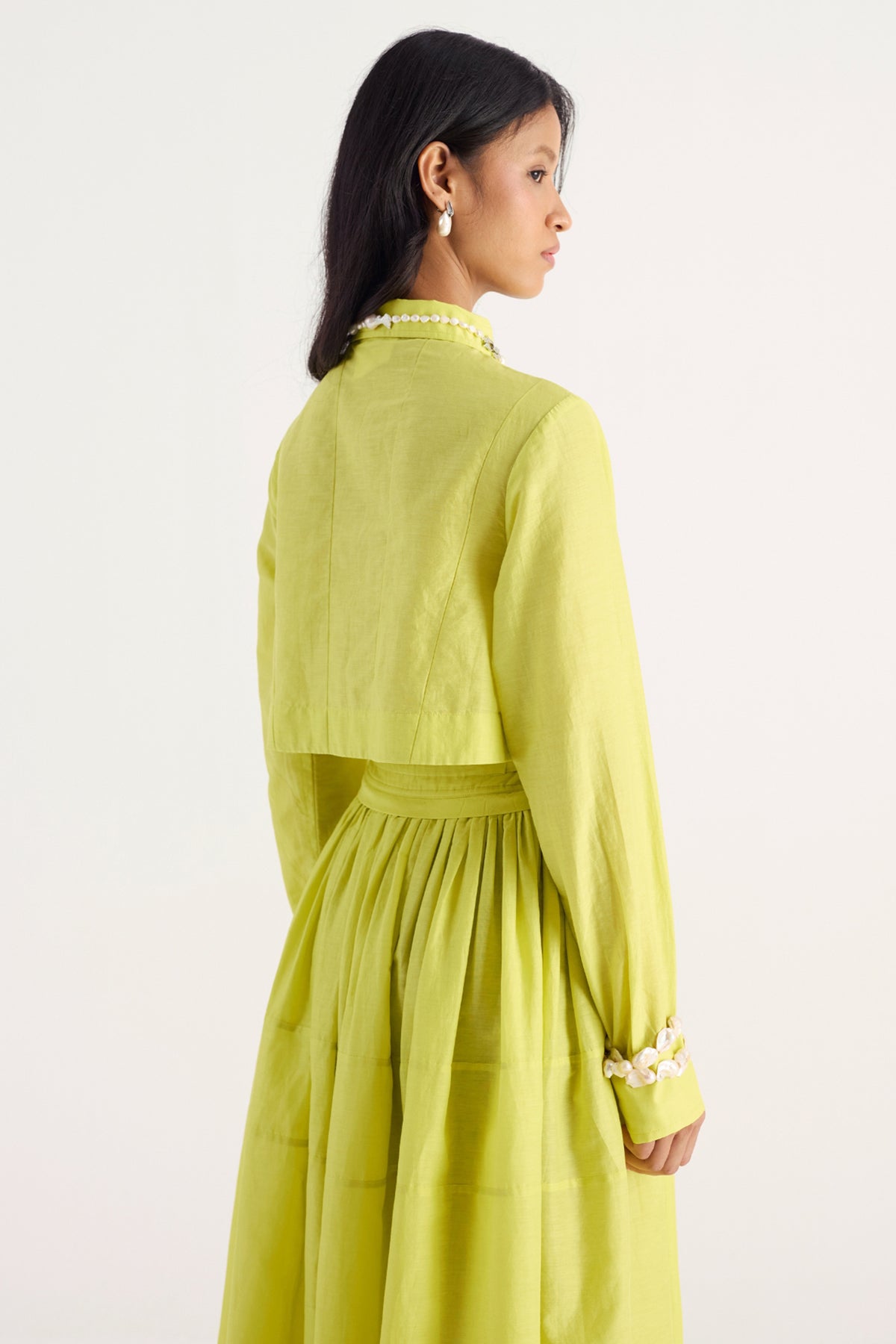 lime green open back shirt dress — image 4