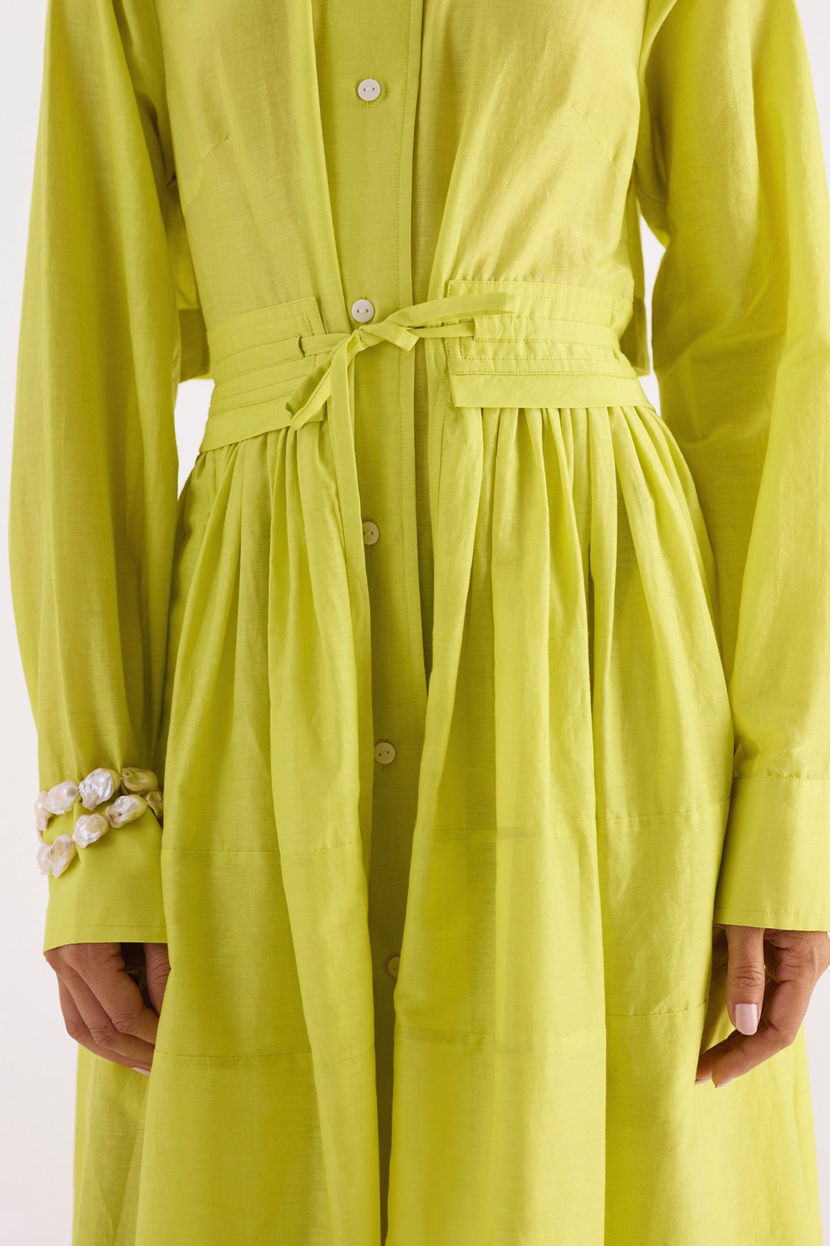 lime green open back shirt dress — image 5