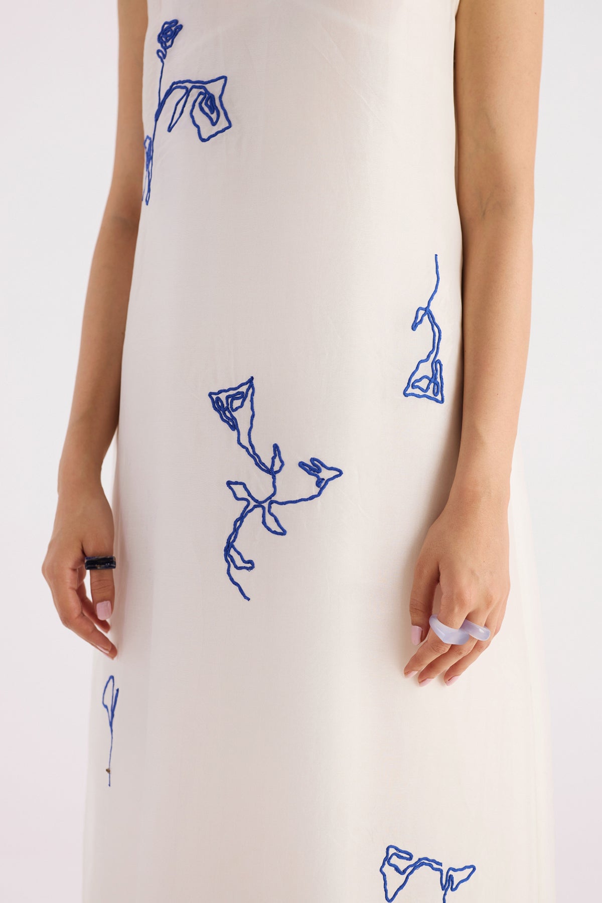 pearl white embroidered silk organza dress — image 6