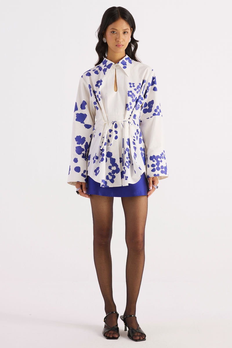 Ivory Screen Print Keyhole Shirt