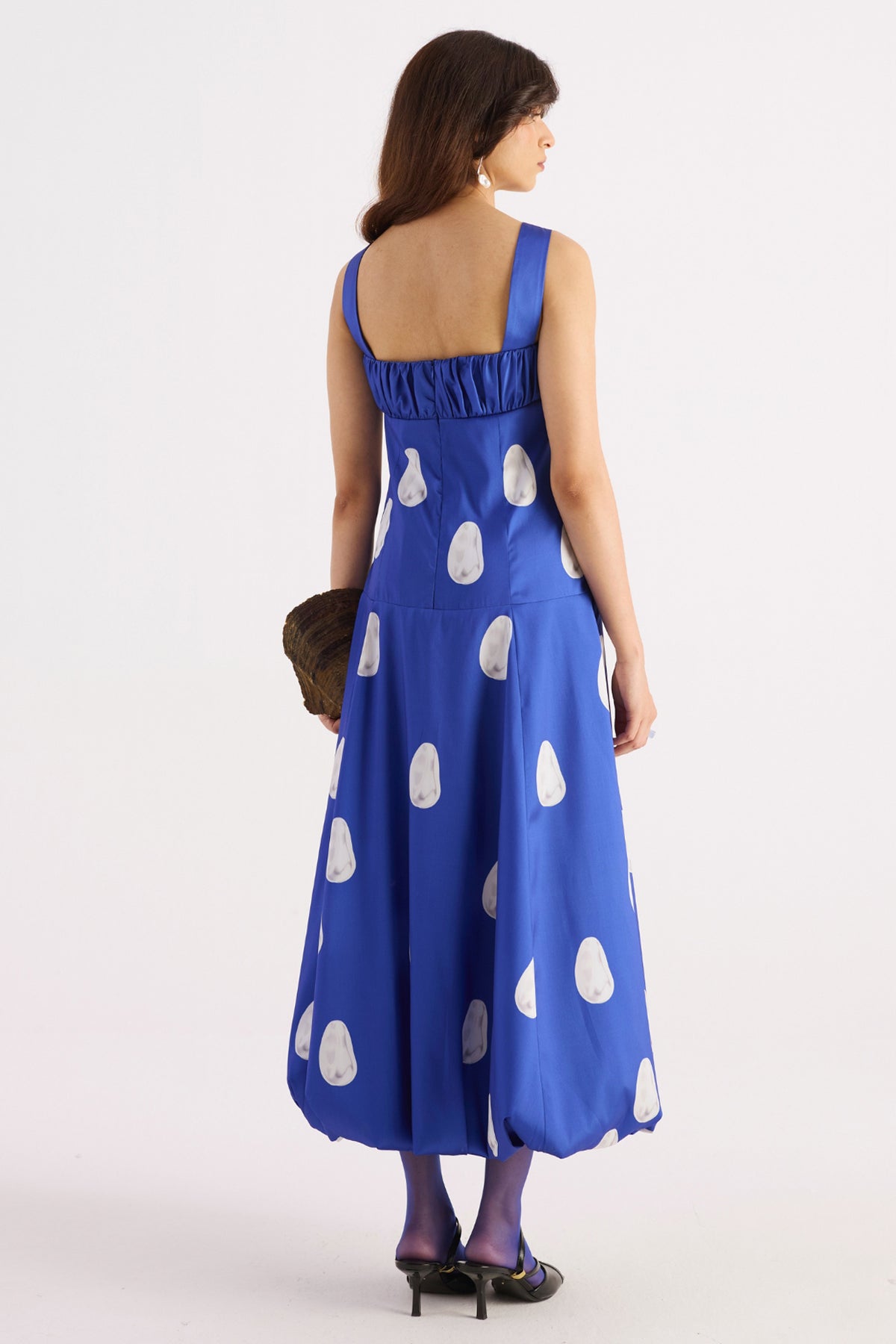 royal blue pearl print balloon hem dress — image 2