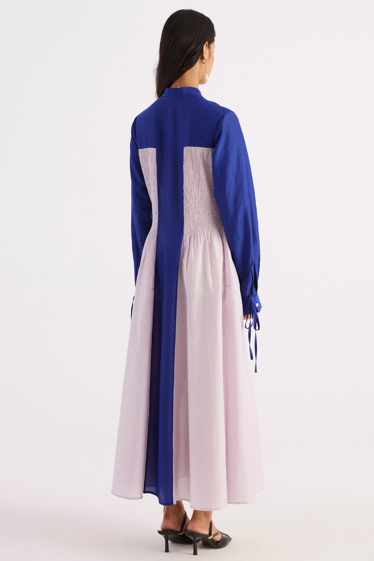 lilac & royal blue colour block ruched dress — image 2