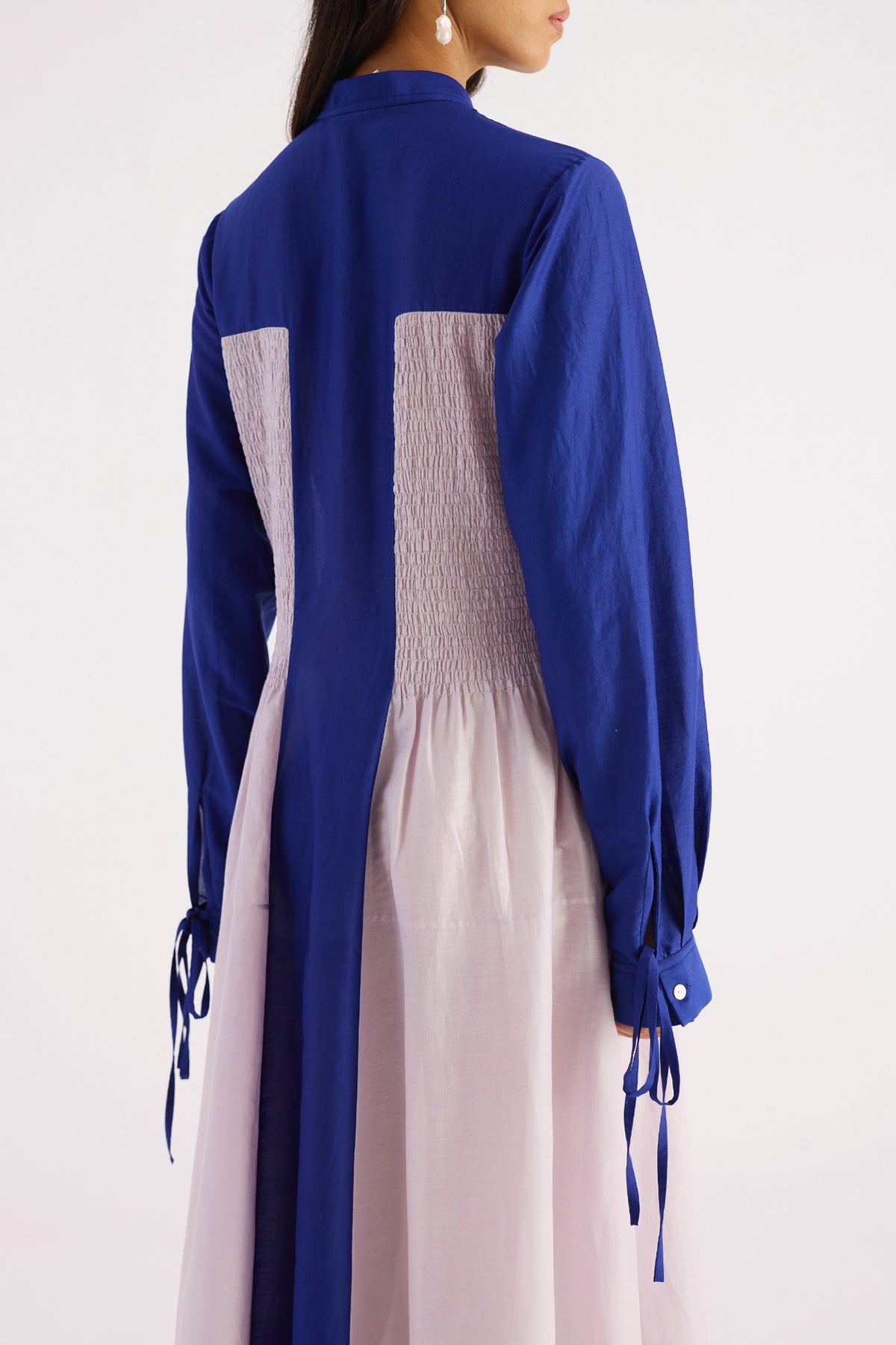 lilac & royal blue colour block ruched dress — image 4