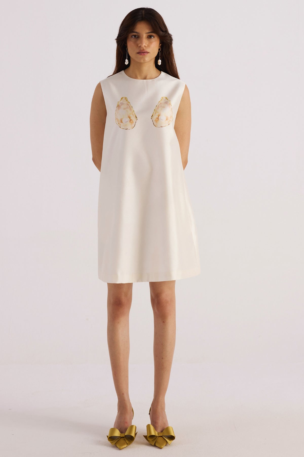 pearl white shell print mini dress — image 3