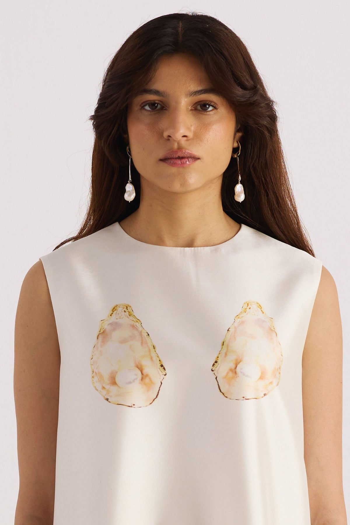 pearl white shell print mini dress — image 4