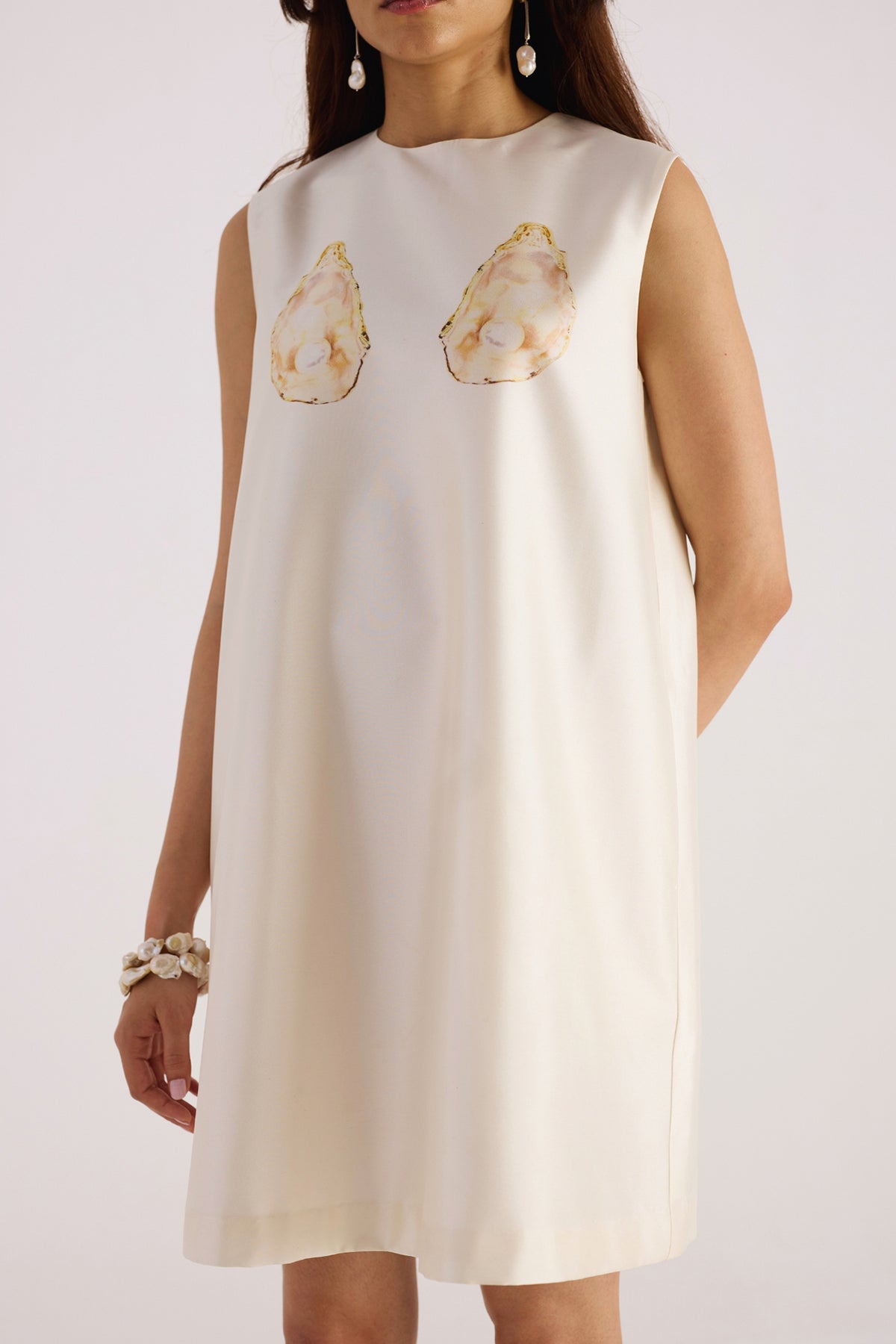 pearl white shell print mini dress — image 5
