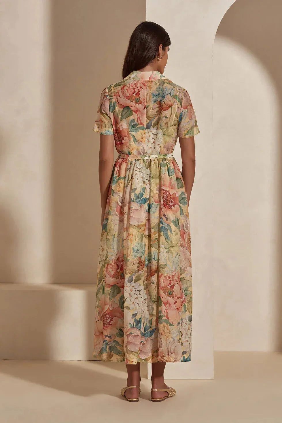 apricot blush fit and flare dress, image 2