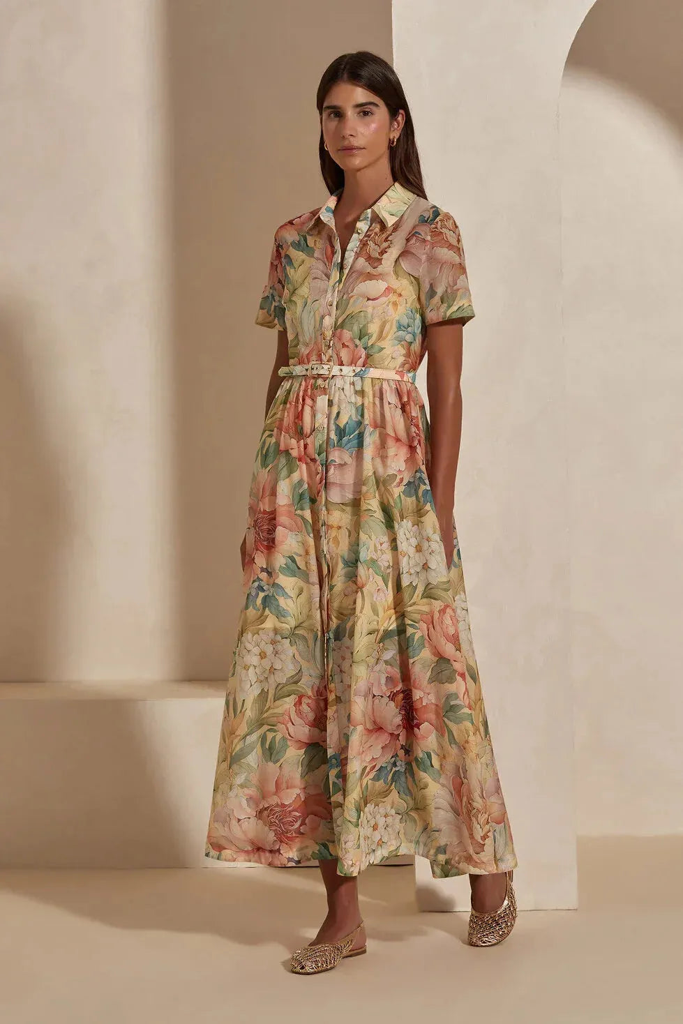 apricot blush fit and flare dress, image 4