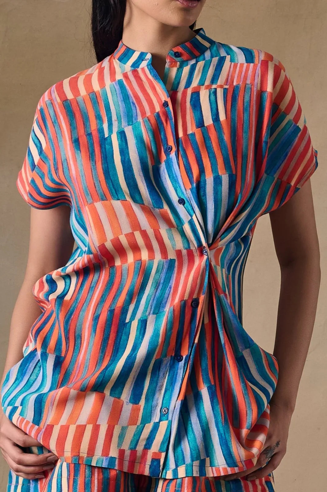 asilah stripe asymmetrical shirt, image 2