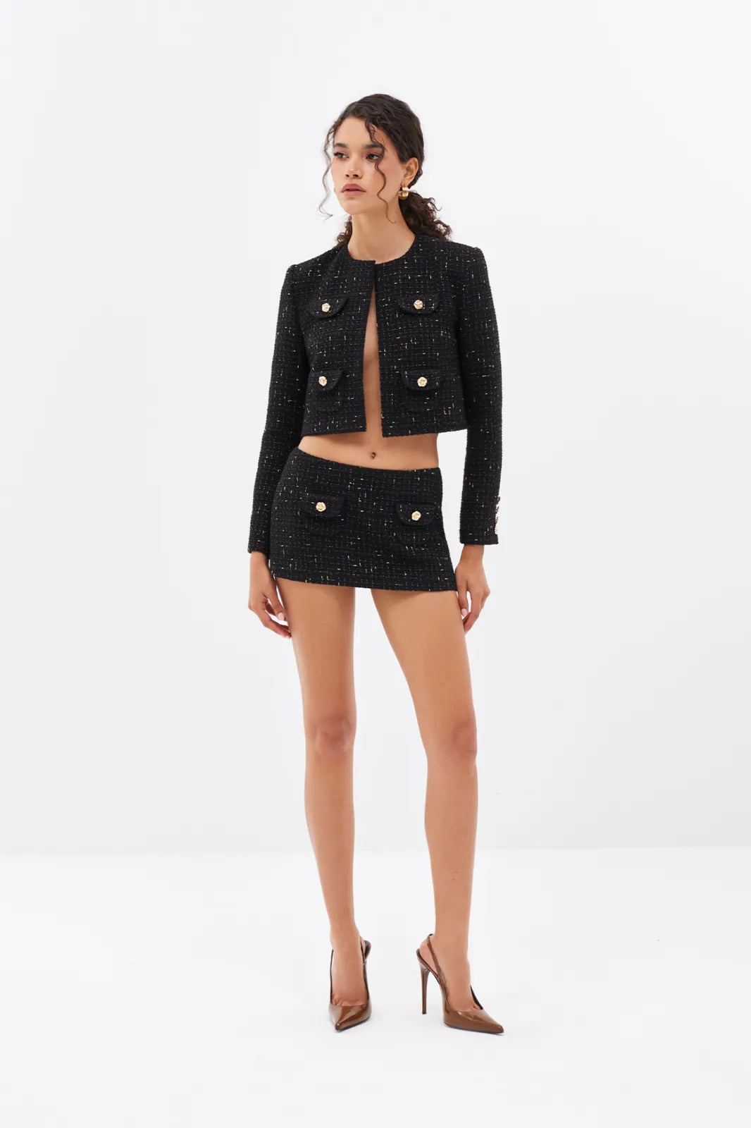 black tweedia co-ord set, image 2