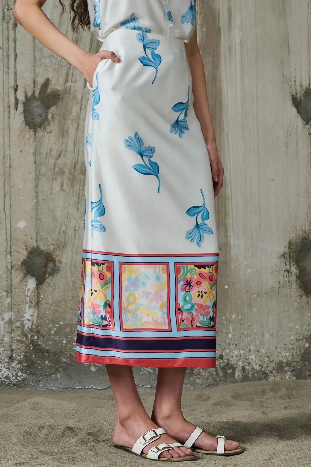 blooming edge straight midi skirt, image 2