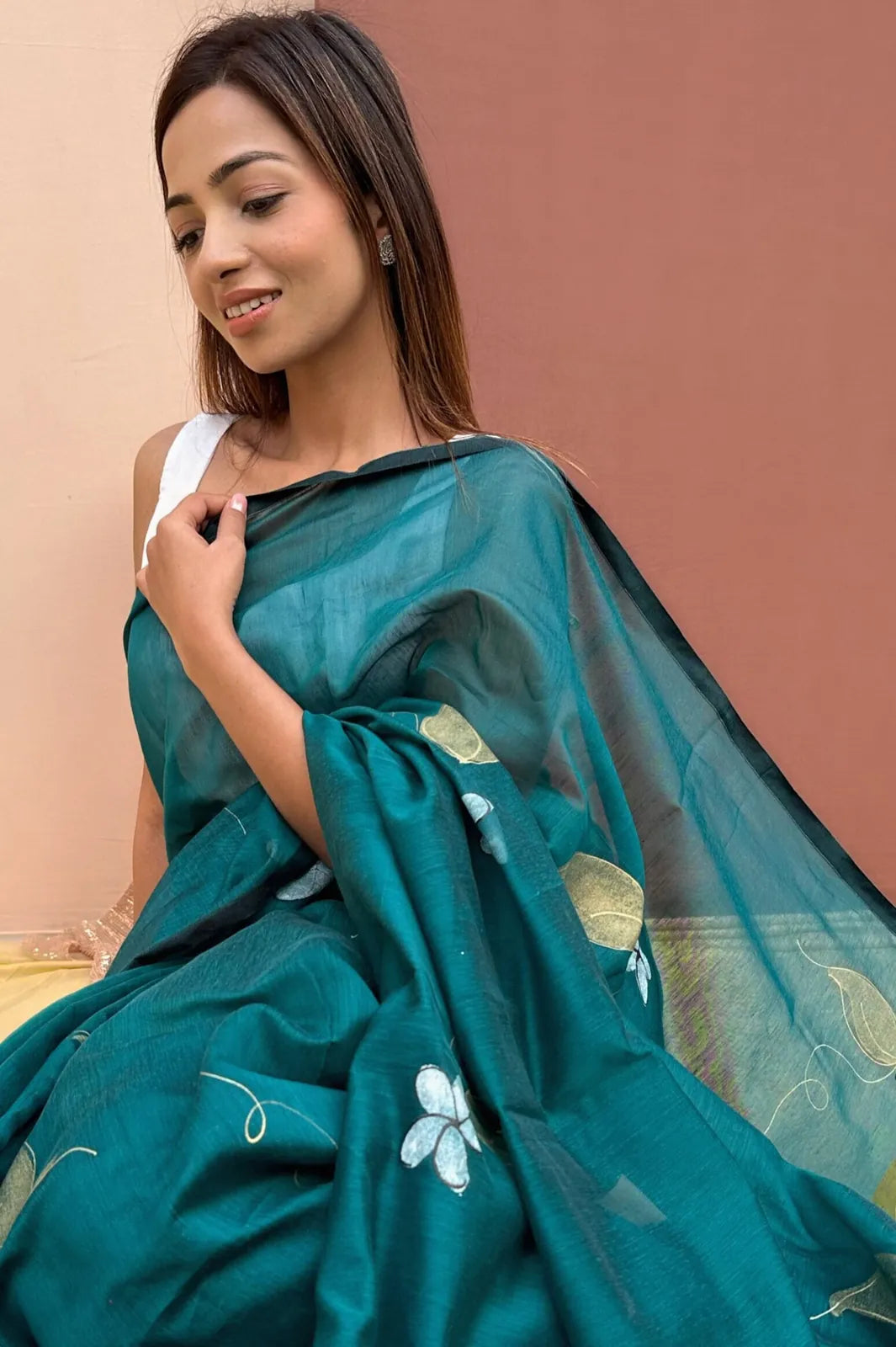 blue & green silk saree, image 2