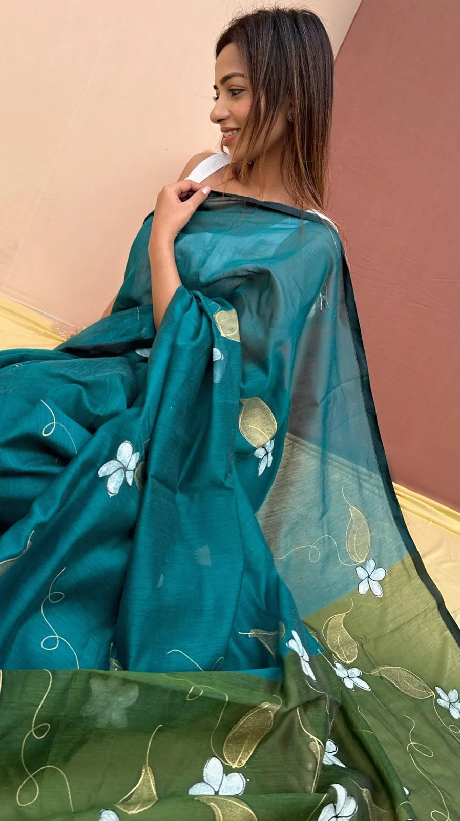 blue & green silk saree, image 3