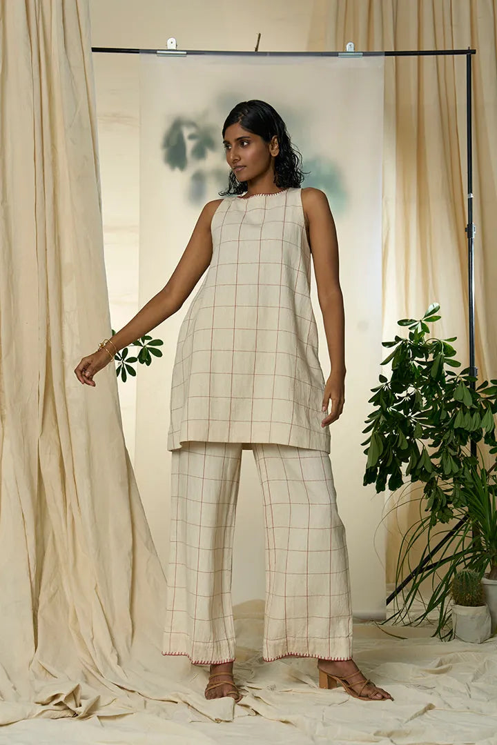 Candy Cane Kala Cotton Sleeveless Dress & Pants Set