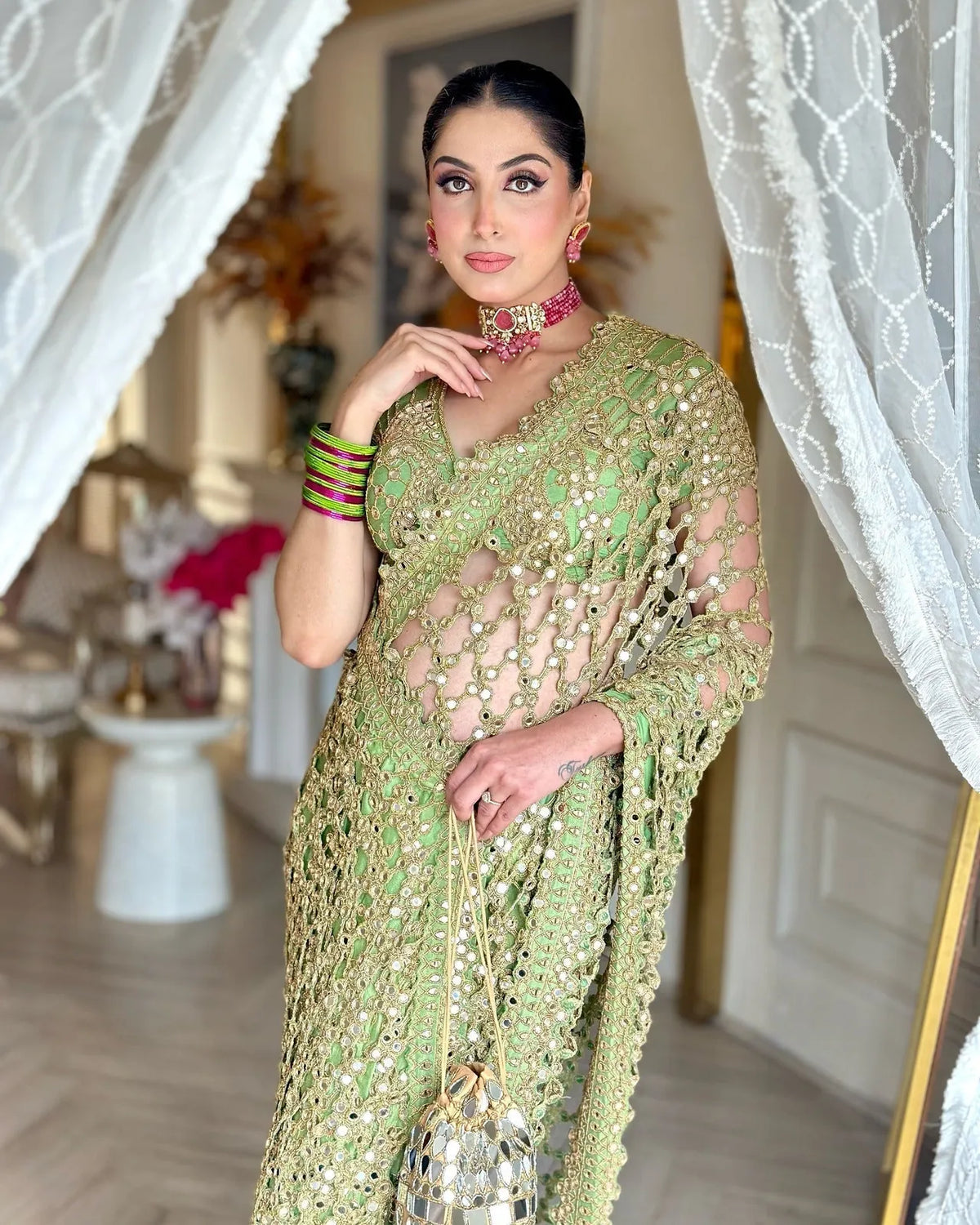 celestial mirror saree, image 1