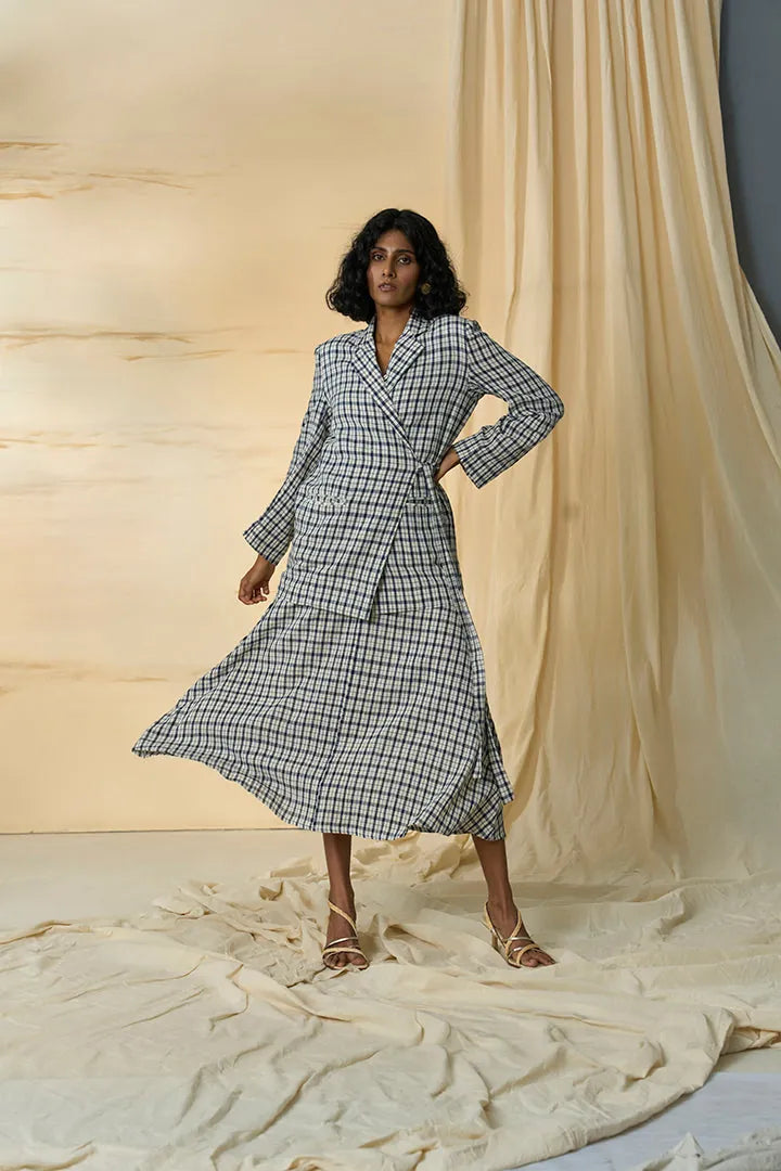 checkmate kala cotton tie up blazer & skirt set, image 1