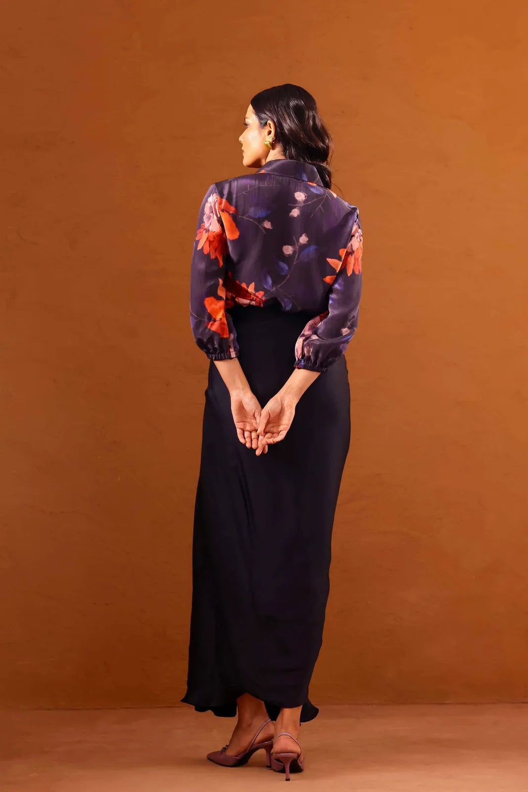 clavo embroidered shirt with draped skirt, image 4