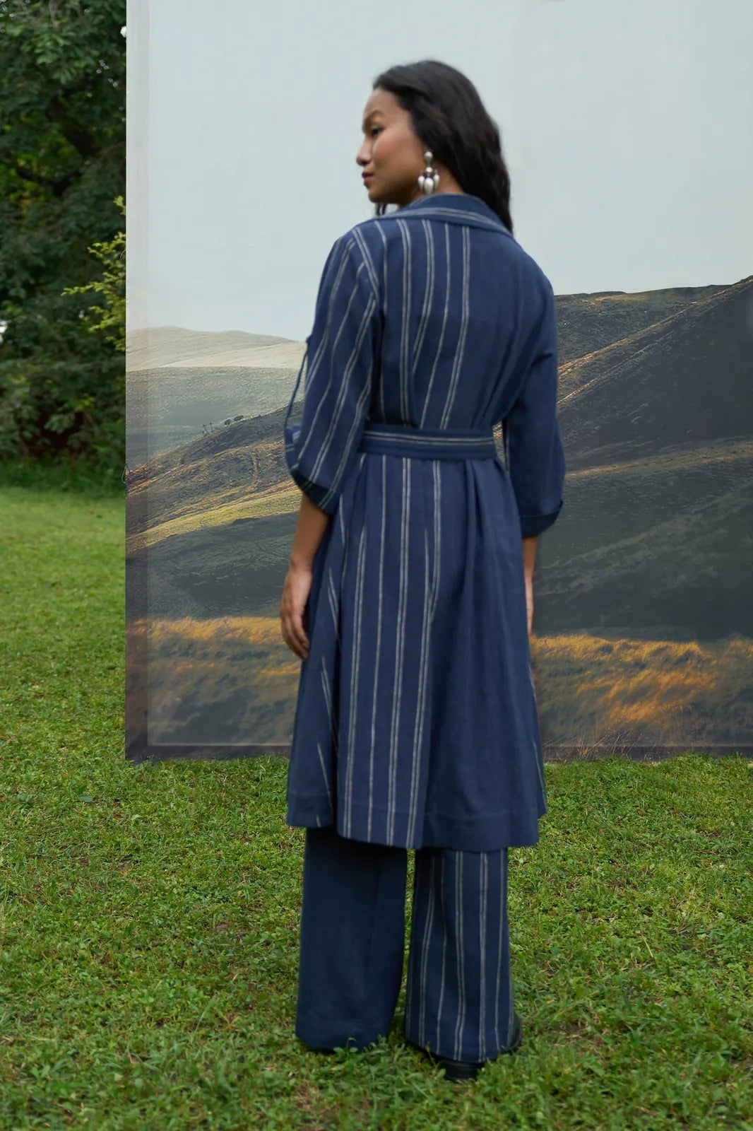 cobalt trench overlay & pants set, image 3