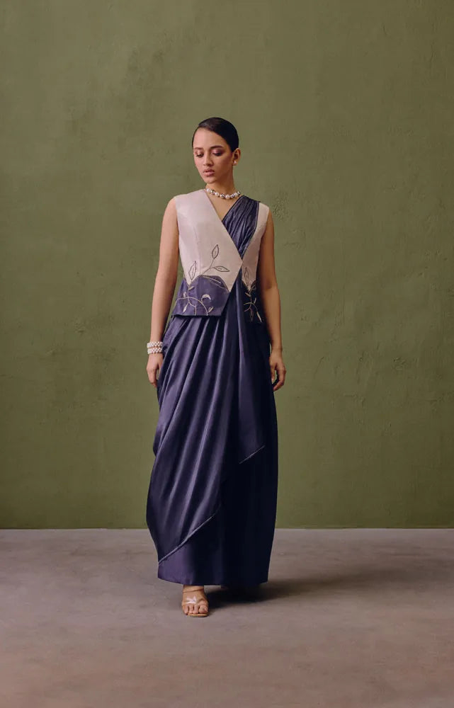 colour block waistcoat set with dupatta, image 1