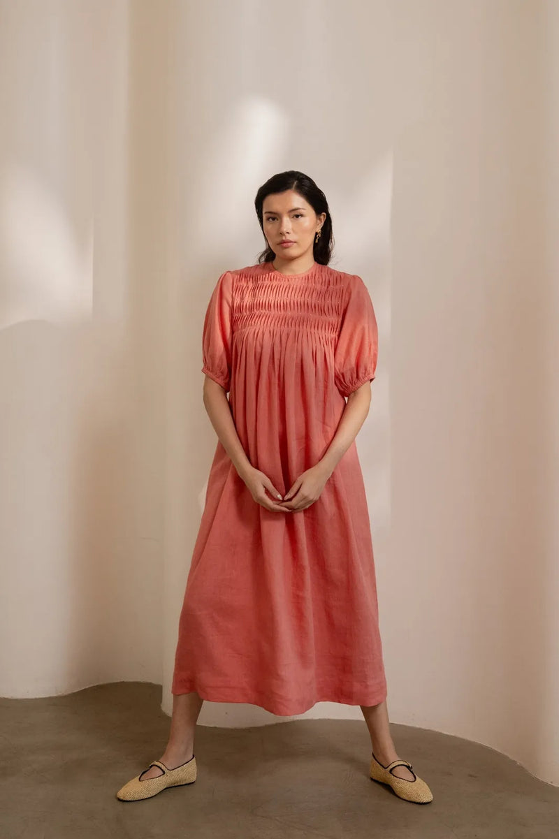 Dawn Orange Smocked Dress