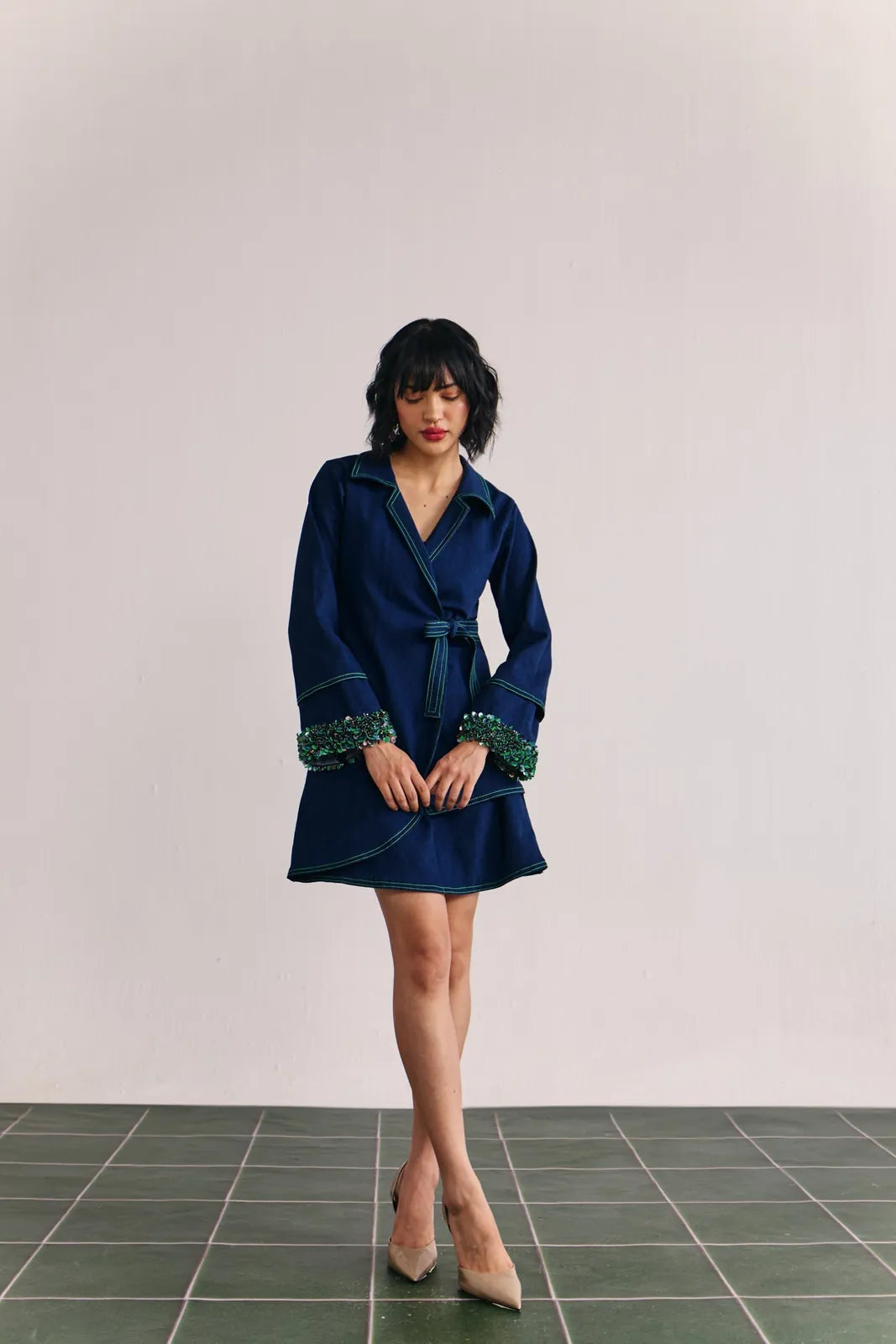indigo wrap dress, image 1