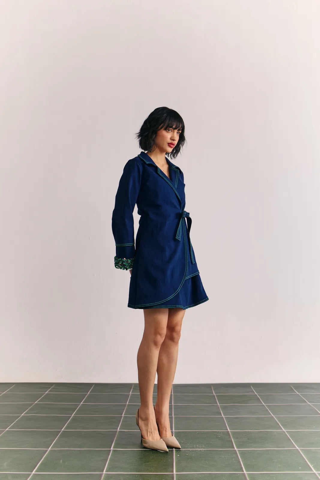 indigo wrap dress, image 2