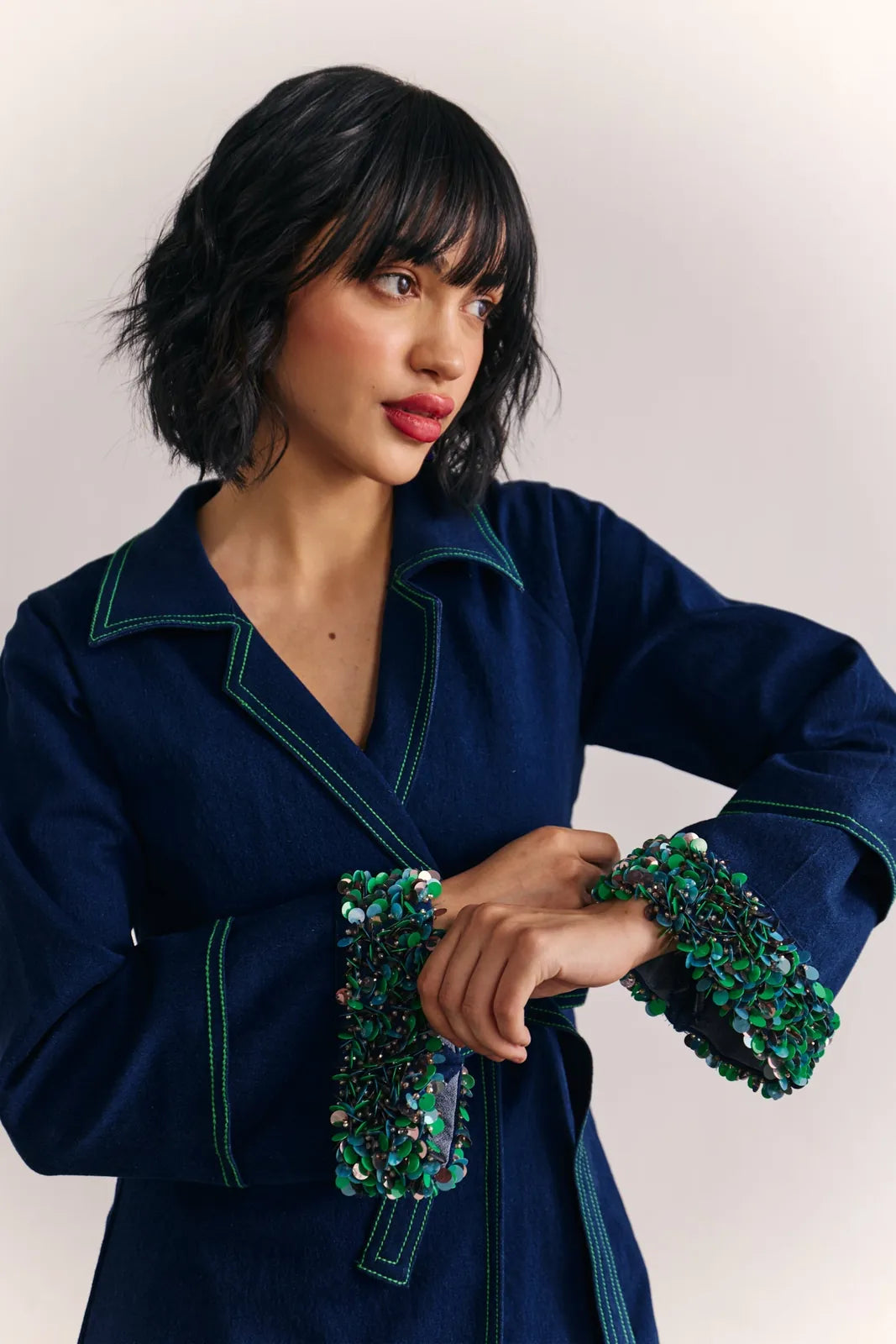 indigo wrap dress, image 3