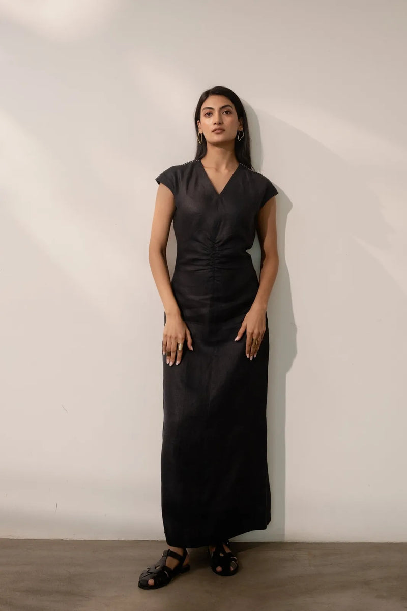 Ebony Black Cinched Dress