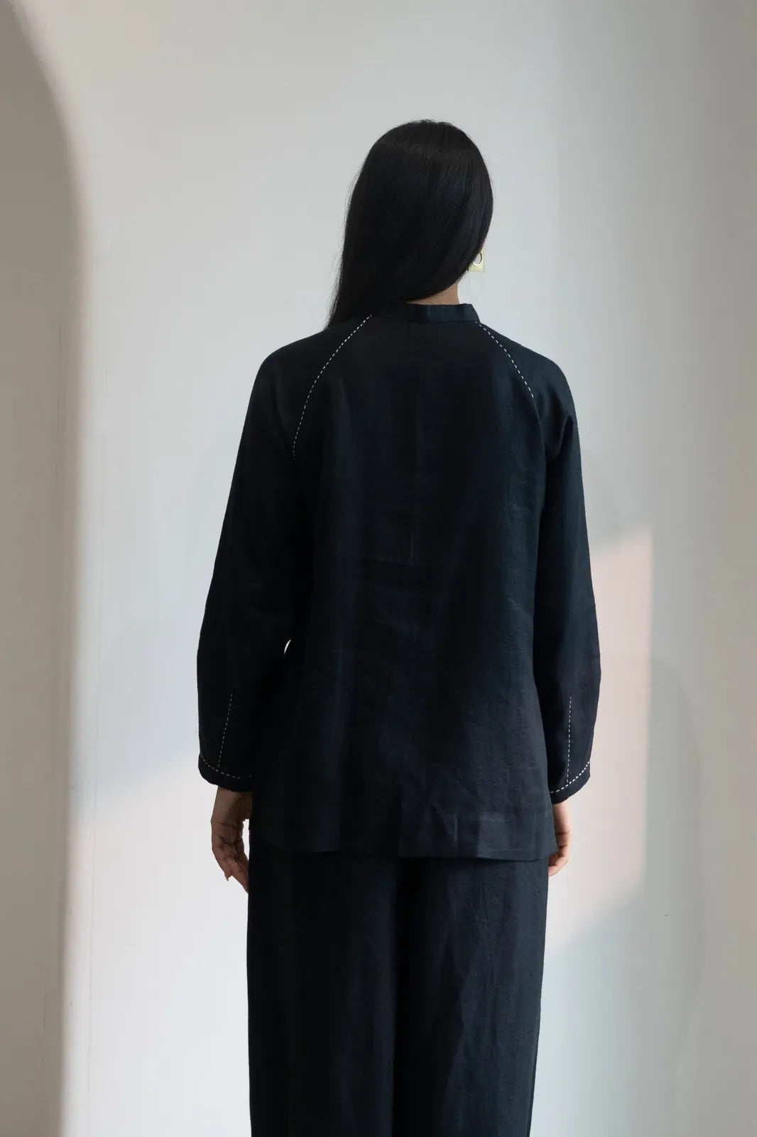 ebony black short kurta, image 3