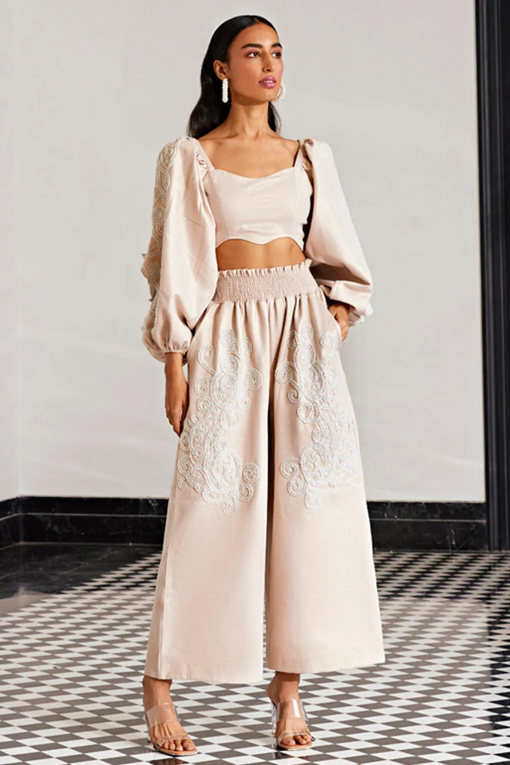 embellished co-ord set with sleeve cutout, image 1