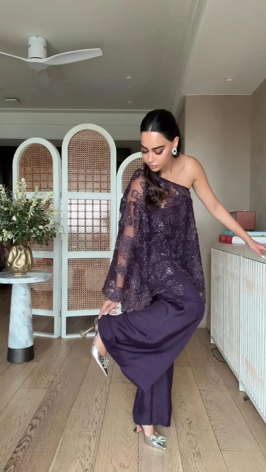 embroidered one shoulder coord, image 3