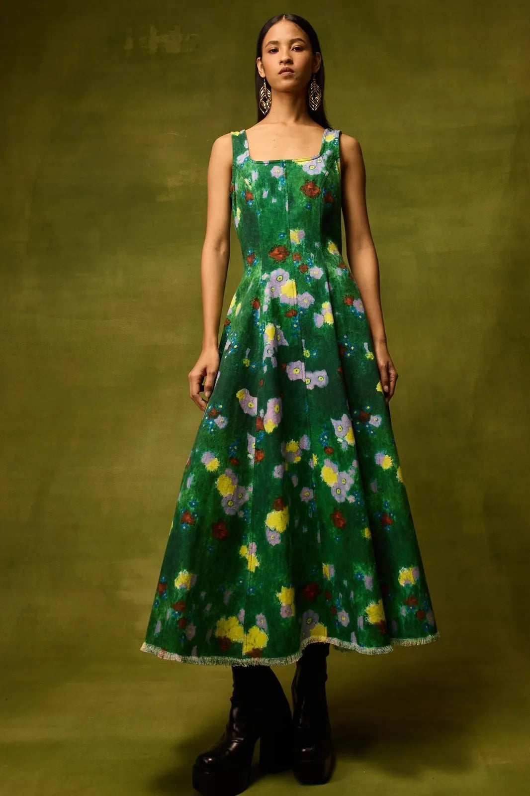 emerald bloom midi dress, image 2
