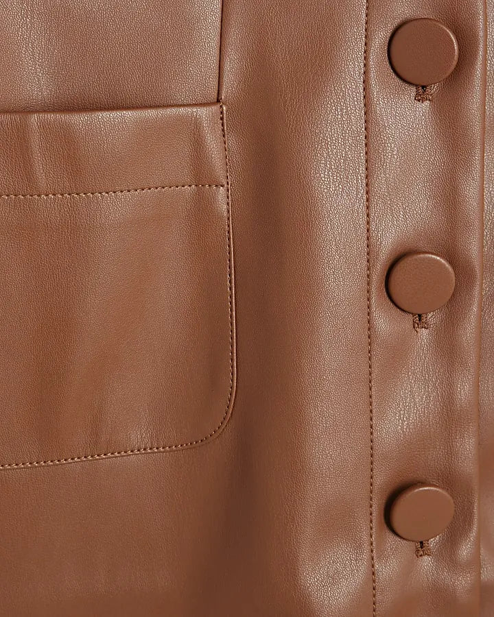 faux leather shirt dress, image 5