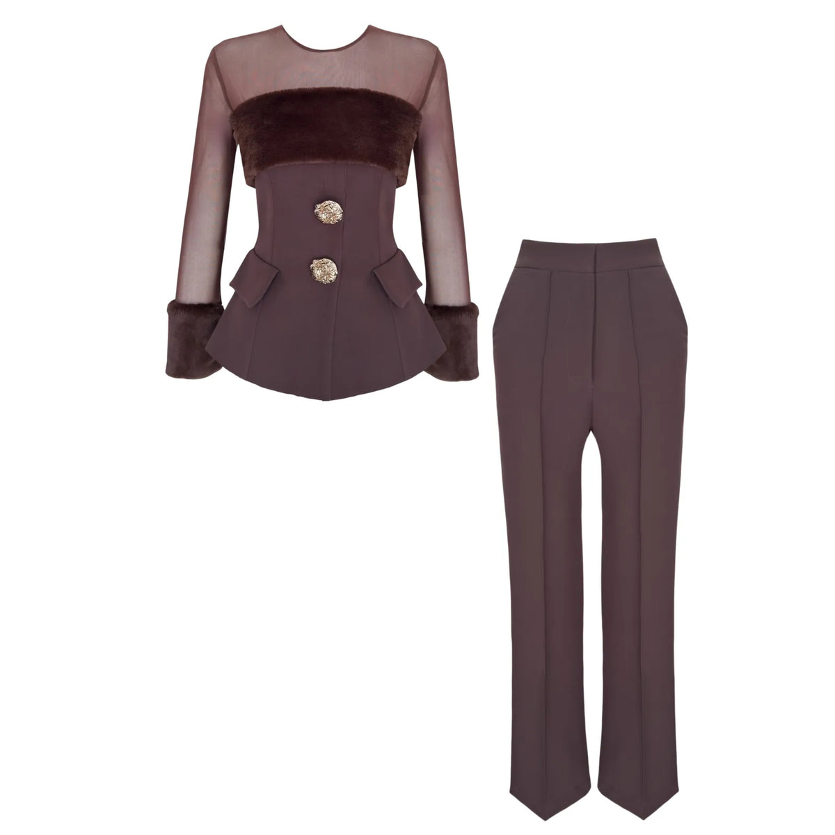 fur detail buttoned set, image 3