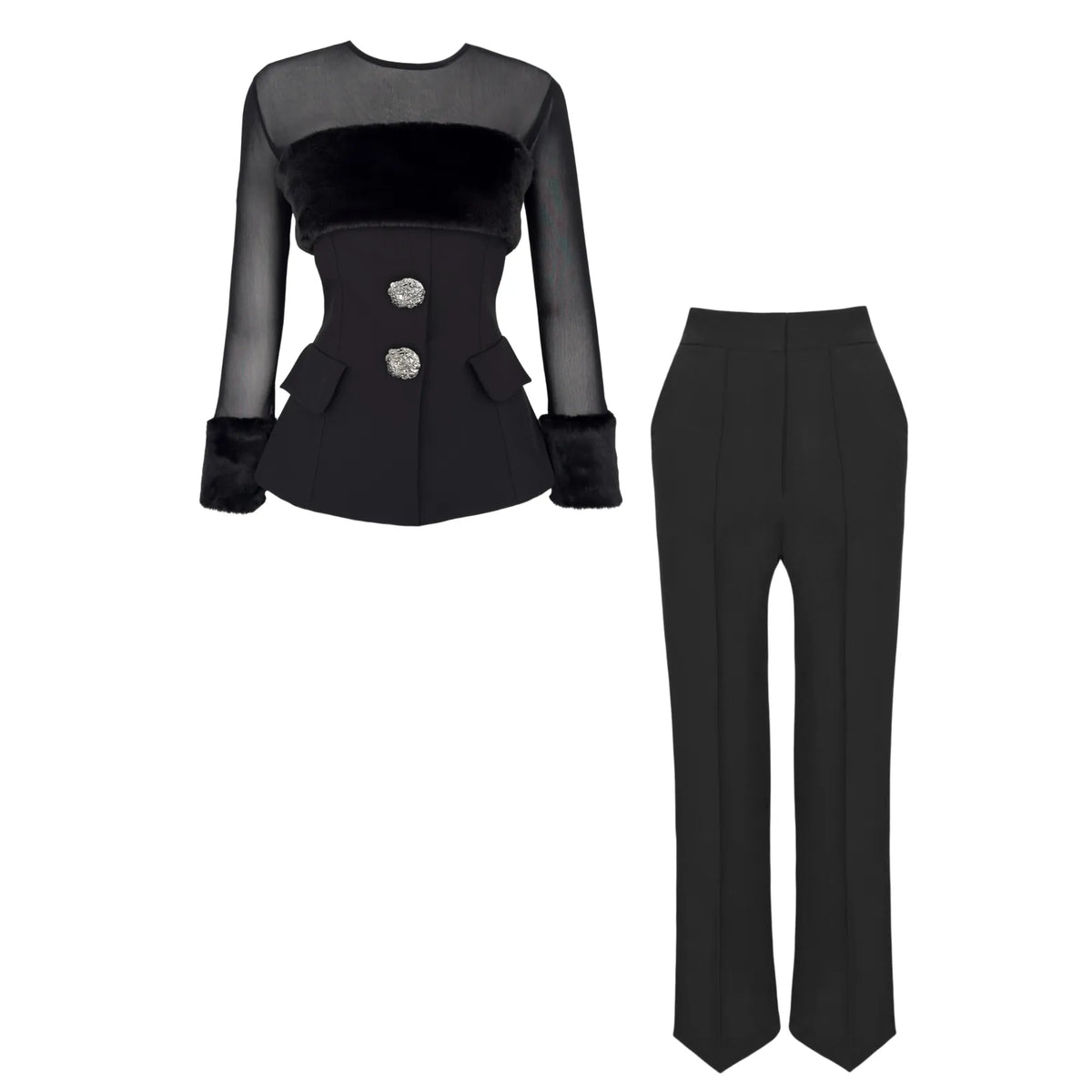 fur detail buttoned set, image 6