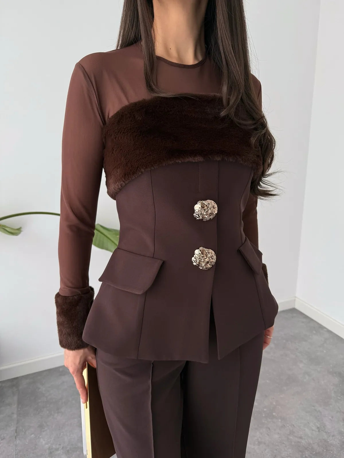 fur detail buttoned set, image 7