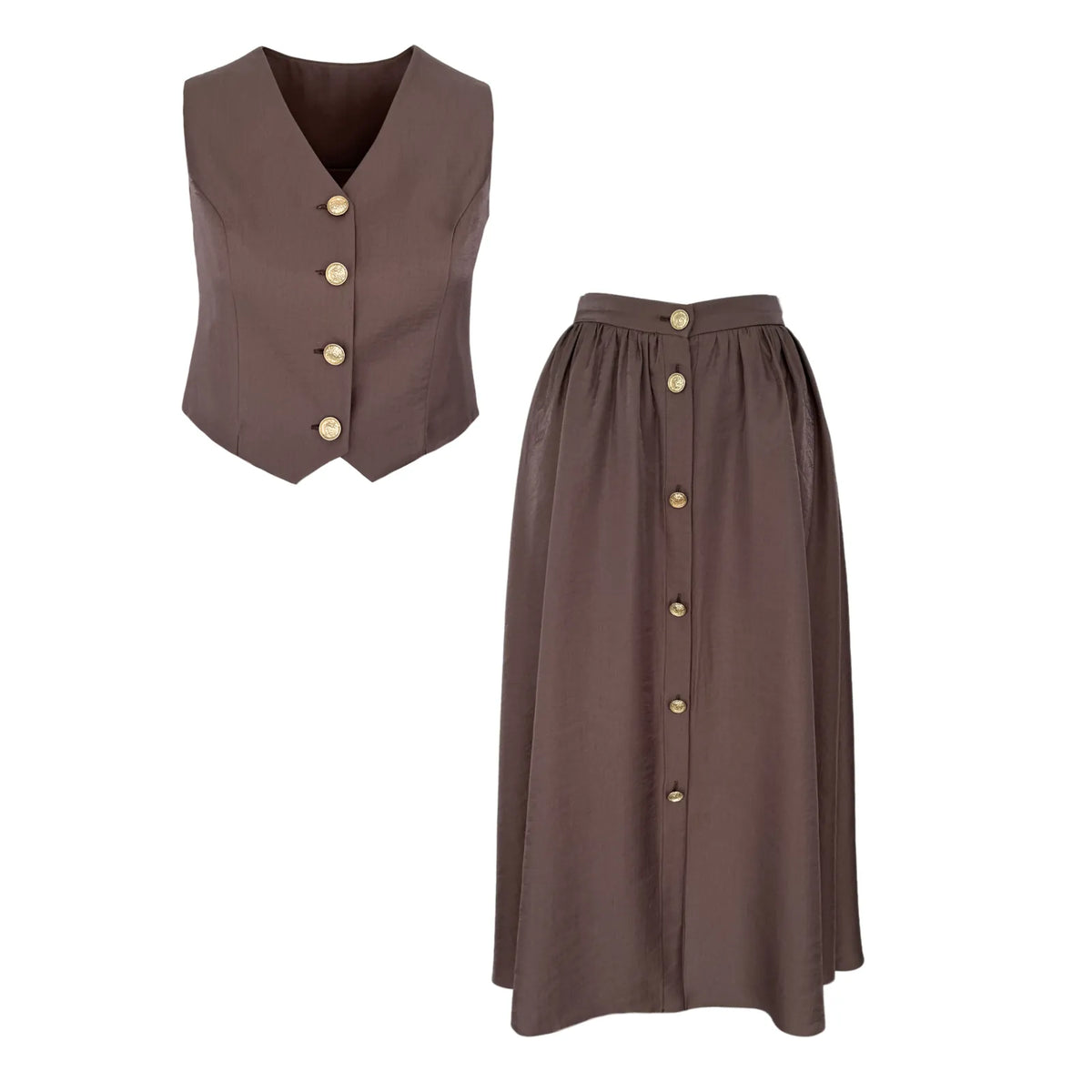 gold button detailed tencel set, image 7