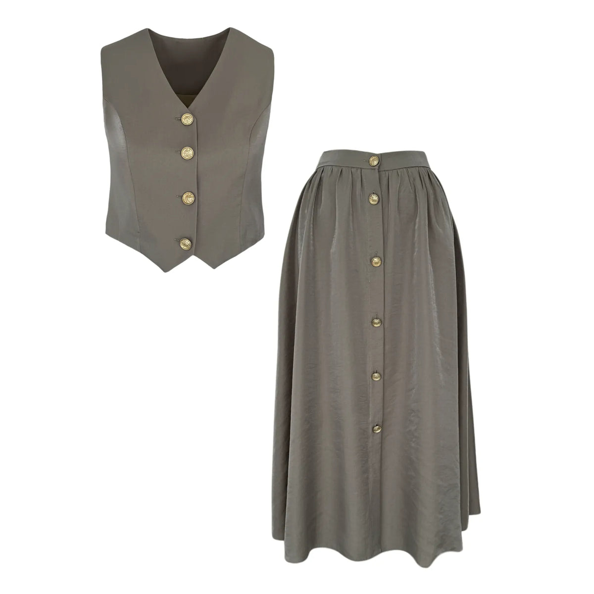 gold button detailed tencel set, image 8