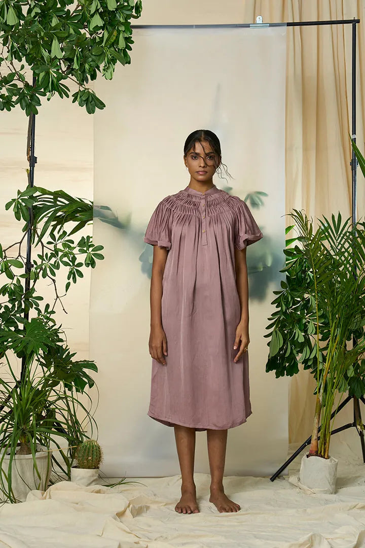 Grape Wine Eucalyptus Silk Dress