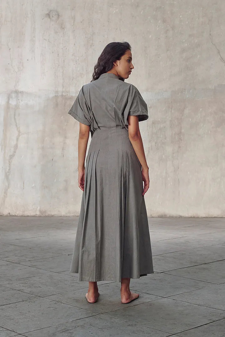 grey organic cotton structured maxi dress, image 4